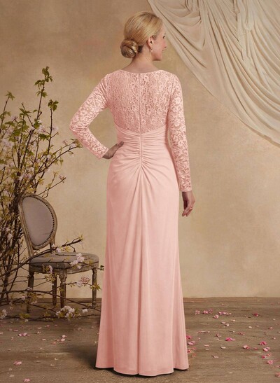 Classy V-Neck Long Sleeves Chiffon Mother Of The Bride Dresses With Ruffle/Lace