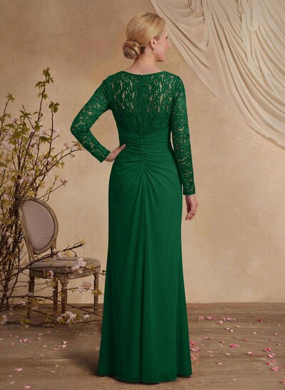 Classy V-Neck Long Sleeves Chiffon Mother Of The Bride Dresses With Ruffle/Lace