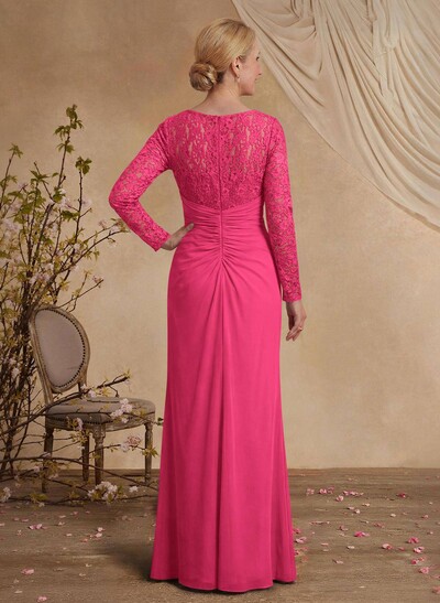 Classy V-Neck Long Sleeves Chiffon Mother Of The Bride Dresses With Ruffle/Lace