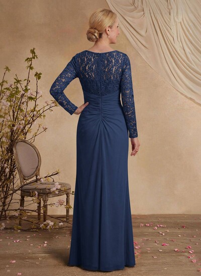 Classy V-Neck Long Sleeves Chiffon Mother Of The Bride Dresses With Ruffle/Lace