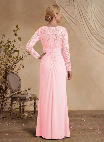 Classy V-Neck Long Sleeves Chiffon Mother Of The Bride Dresses With Ruffle/Lace