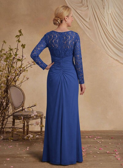 Classy V-Neck Long Sleeves Chiffon Mother Of The Bride Dresses With Ruffle/Lace