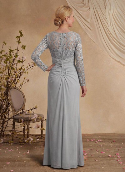 Classy V-Neck Long Sleeves Chiffon Mother Of The Bride Dresses With Ruffle/Lace