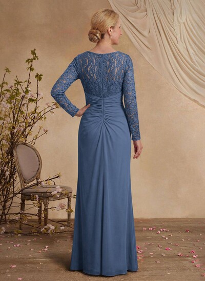 Classy V-Neck Long Sleeves Chiffon Mother Of The Bride Dresses With Ruffle/Lace