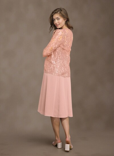 Elegant Lace Square Neckline Chiffon Mother Of The Bride Dresses With Jacket