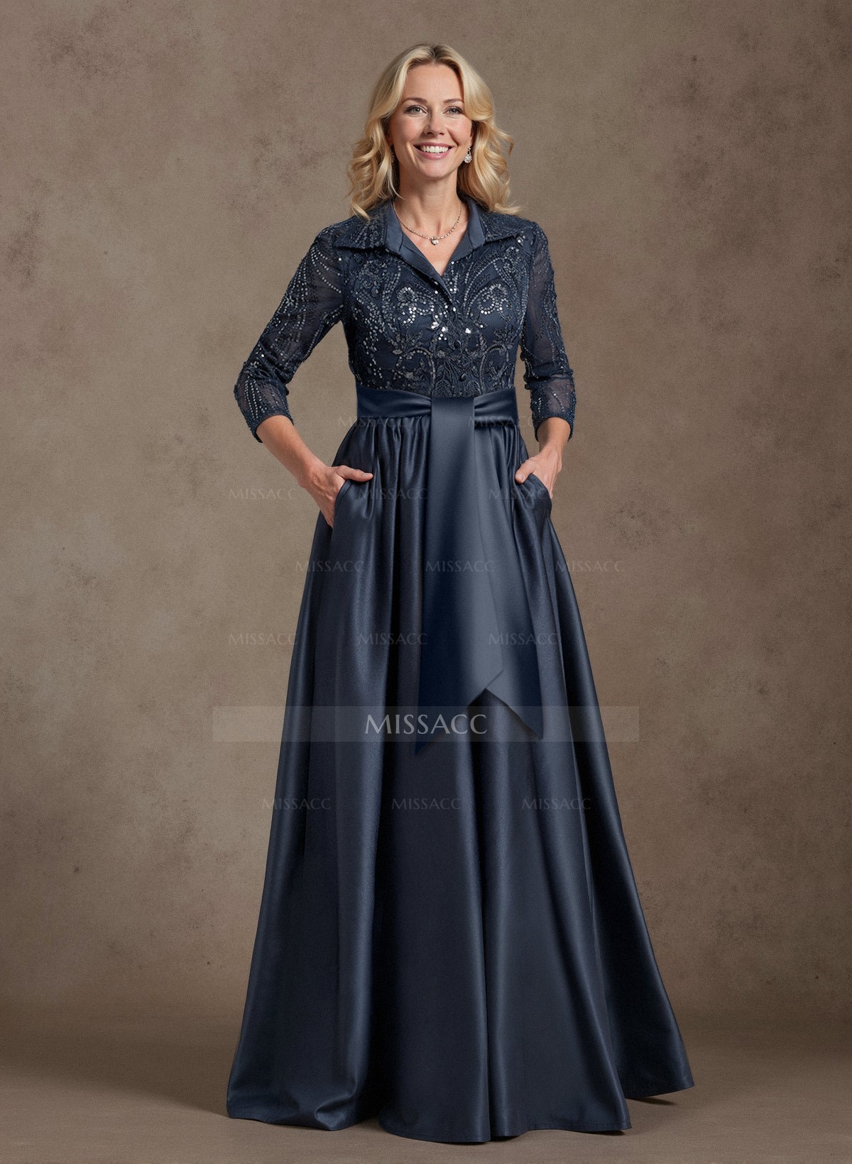 Unique A-Line V-Neck Mother Of The Bride Dresses With Pockets/Sequins