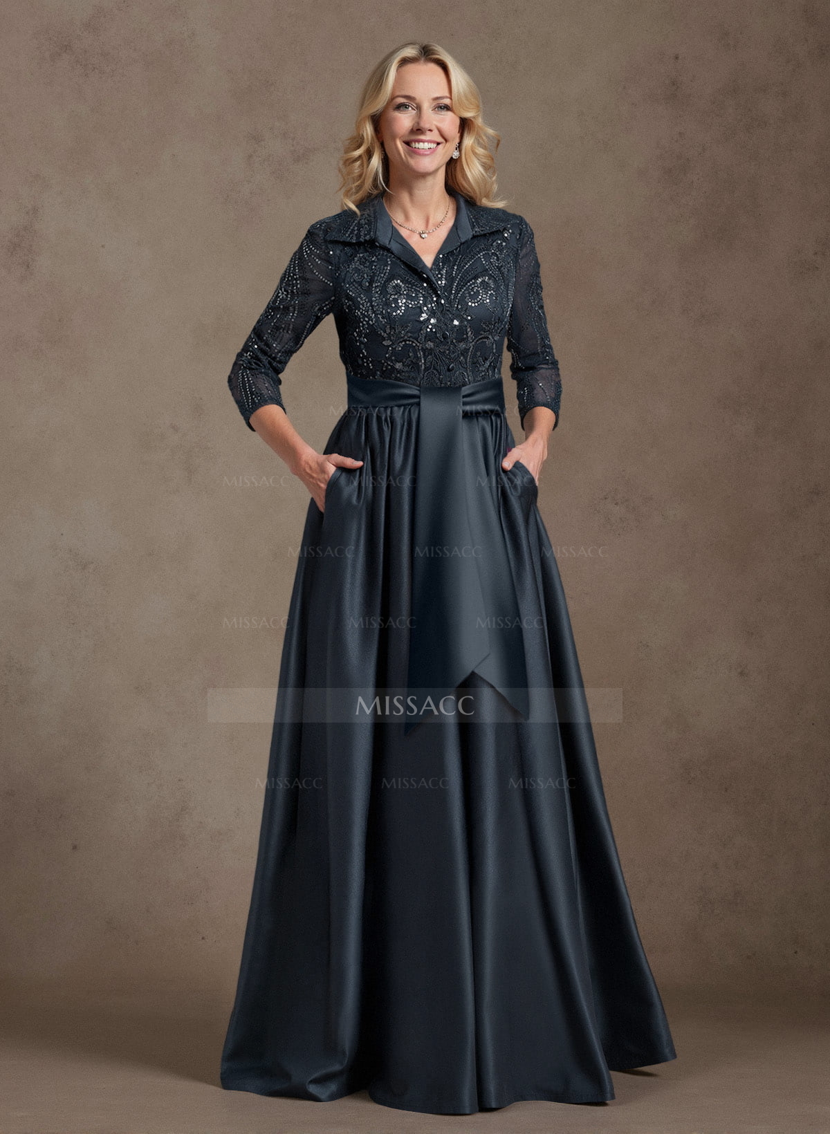 Unique A-Line V-Neck Mother Of The Bride Dresses With Pockets/Sequins