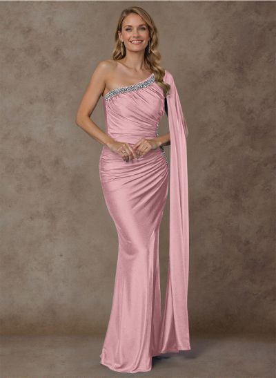 Modest Ruched One-Shoulder Mother Of The Bride Dresses With Sequins