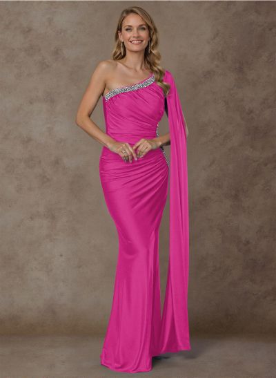 Modest Ruched One-Shoulder Mother Of The Bride Dresses With Sequins