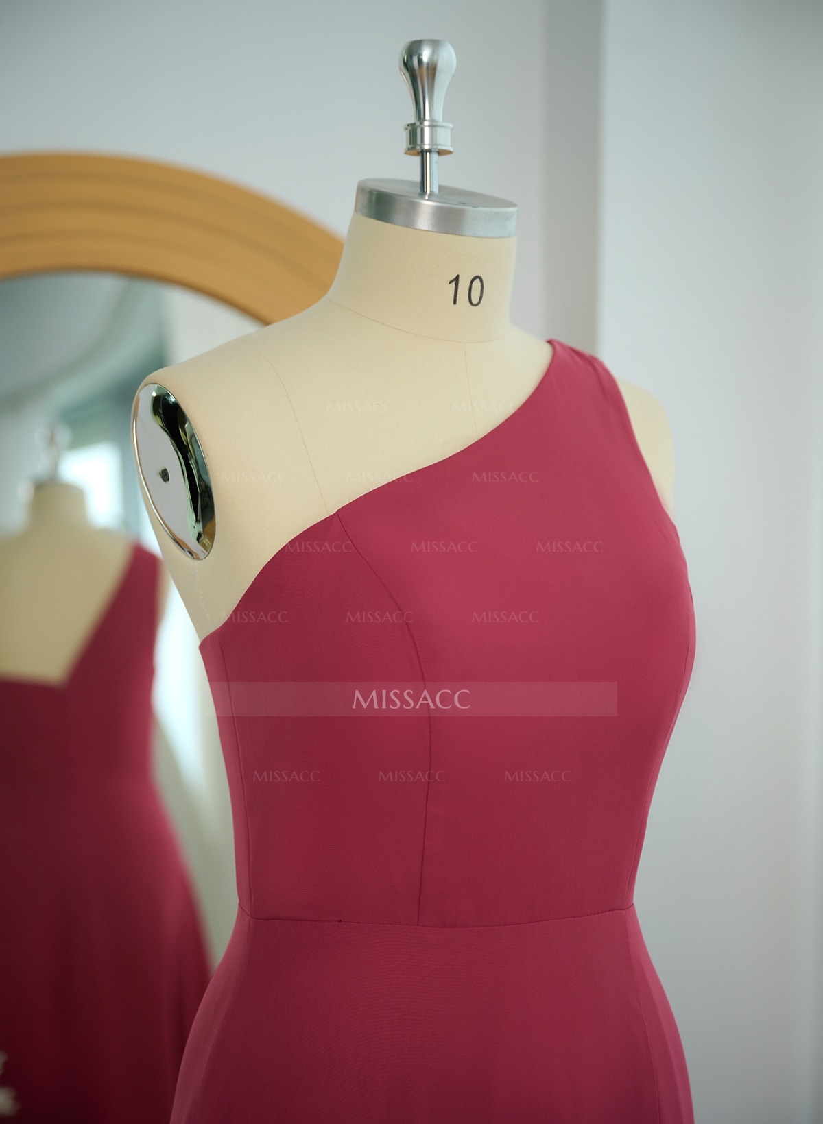 Classic One-Shoulder A-Line High Split Floor-Length Chiffon Bridesmaid Dresses