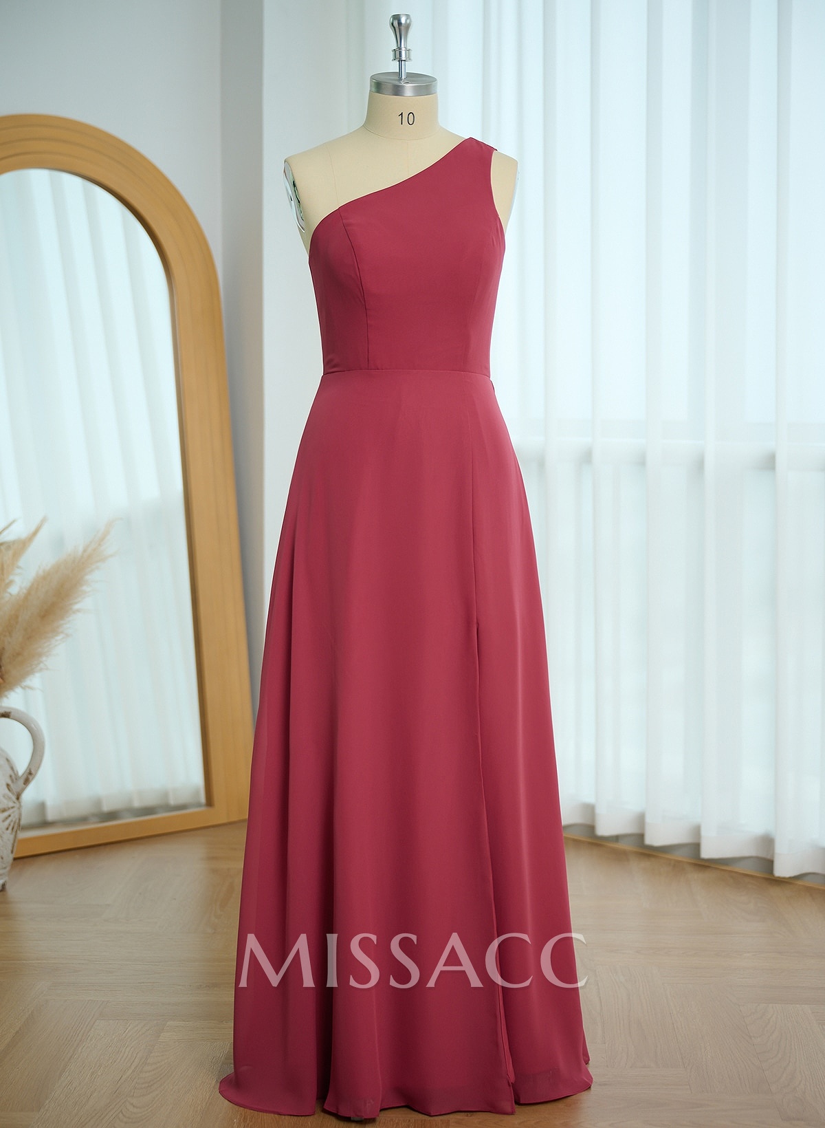 Classic One-Shoulder A-Line High Split Floor-Length Chiffon Bridesmaid Dresses Classic One-Shoulder A-Line High Split Floor-Length Chiffon Bridesmaid Dresses