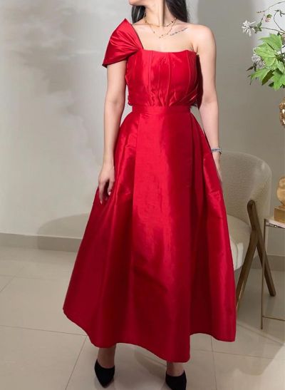 Modest A-Line One-Shoulder Satin Cocktail Dresses