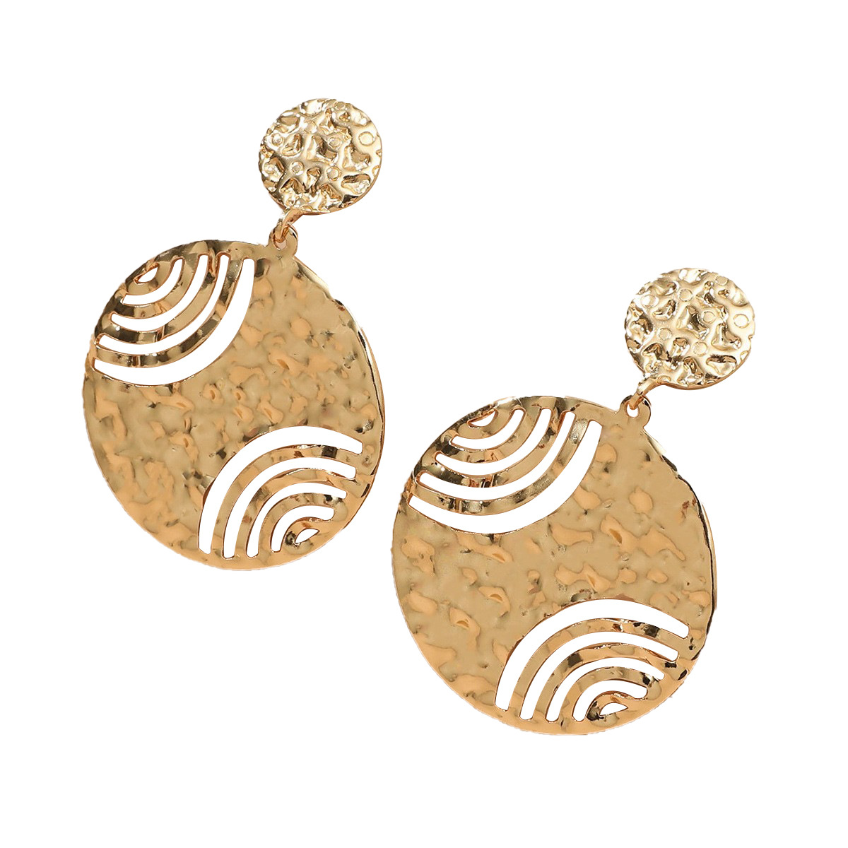 Round Personality Hollow Printing Drop Earrings