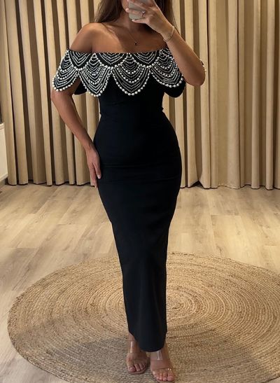 Exquisite And Luxury Beaded Wrap Off Shoulder Evening Dresses