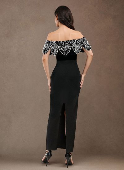 Exquisite And Luxury Beaded Wrap Off Shoulder Evening Dresses