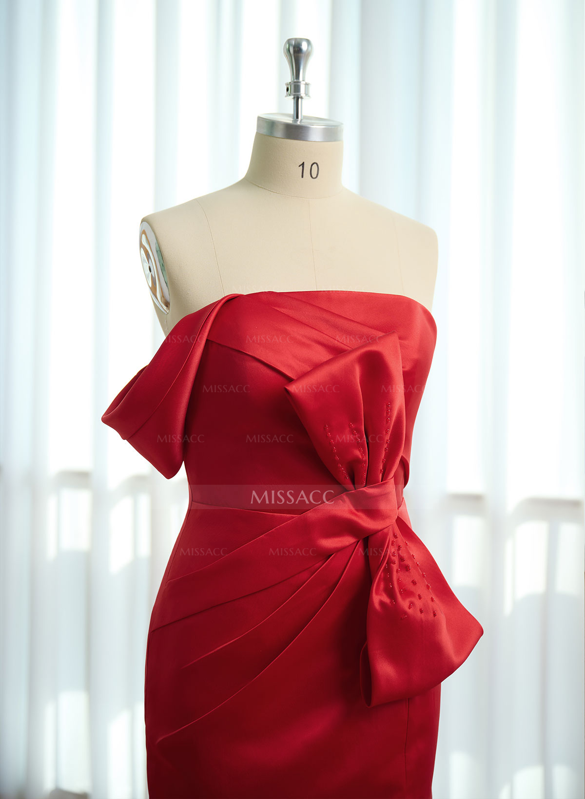 Elegant Fit And Flare Off-The-Shoulder Satin Evening Dresses With Bow(s)