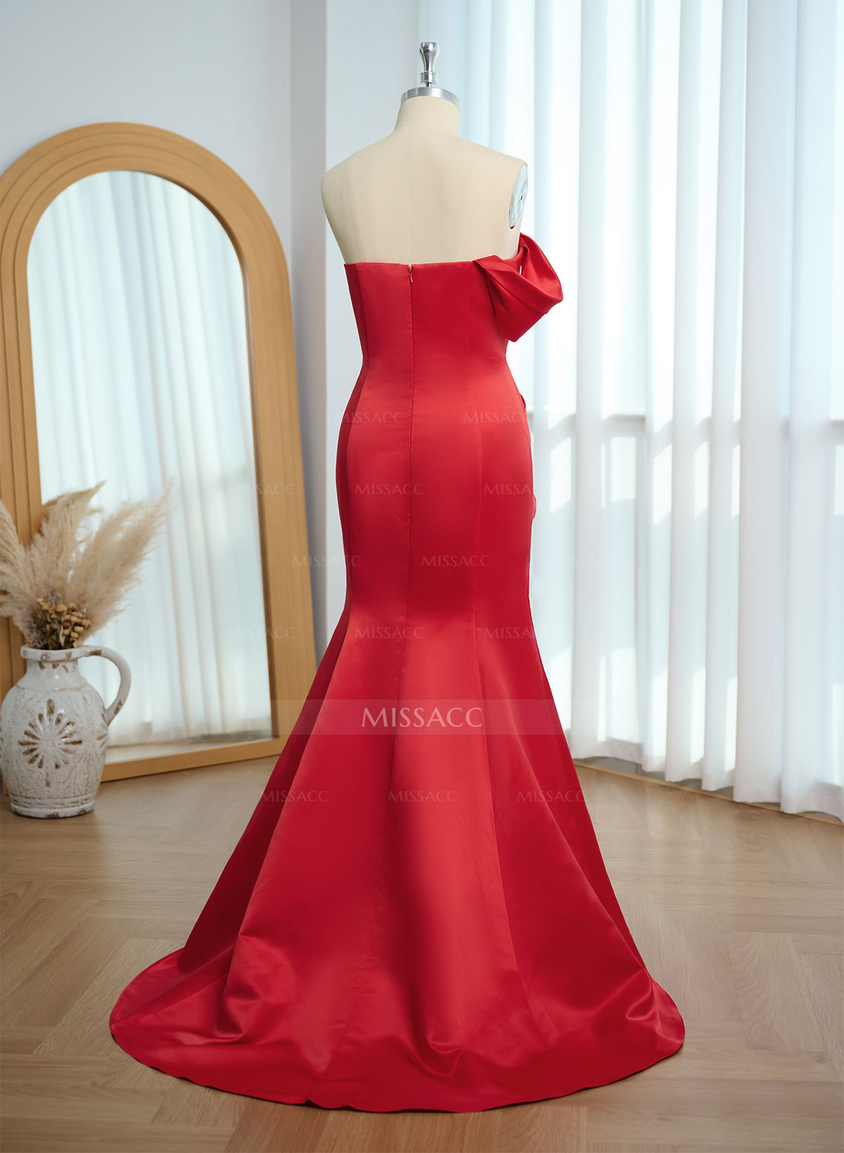 Elegant Fit And Flare Off-The-Shoulder Satin Evening Dresses With Bow(s)