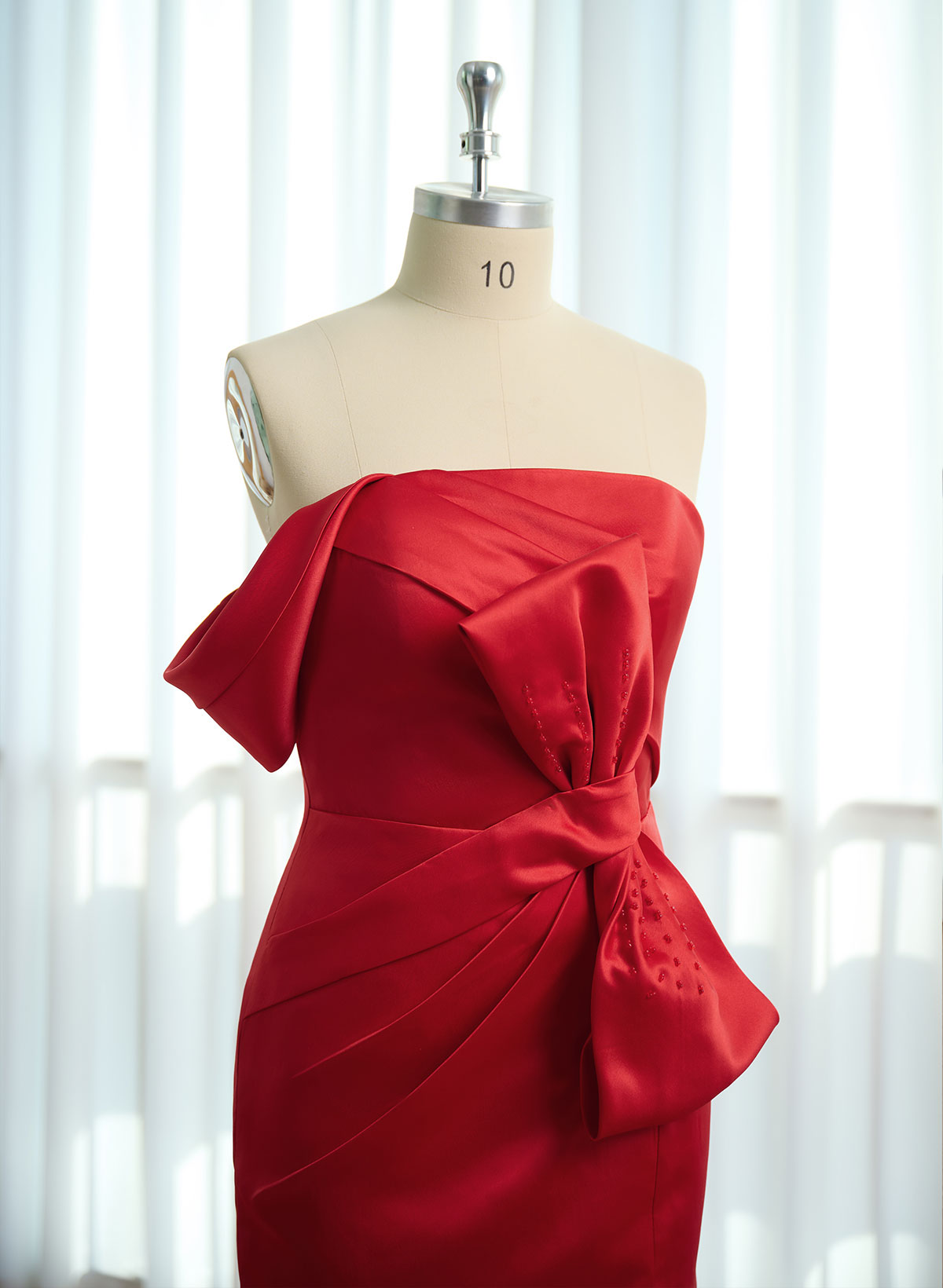 Elegant Fit And Flare Off-The-Shoulder Satin Evening Dresses With Bow(s)