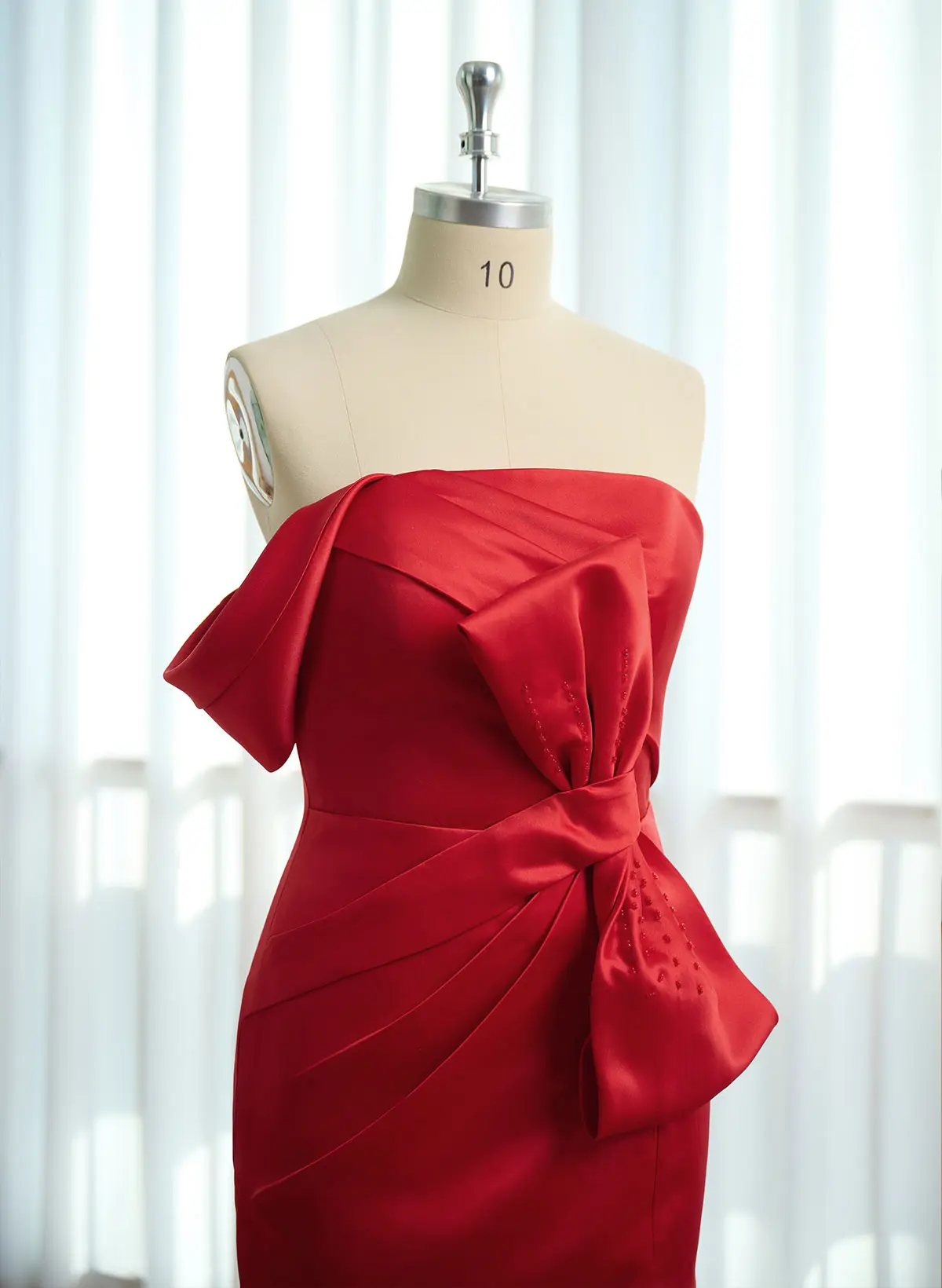 Elegant Fit And Flare Off-The-Shoulder Satin Evening Dresses With Bow(s)