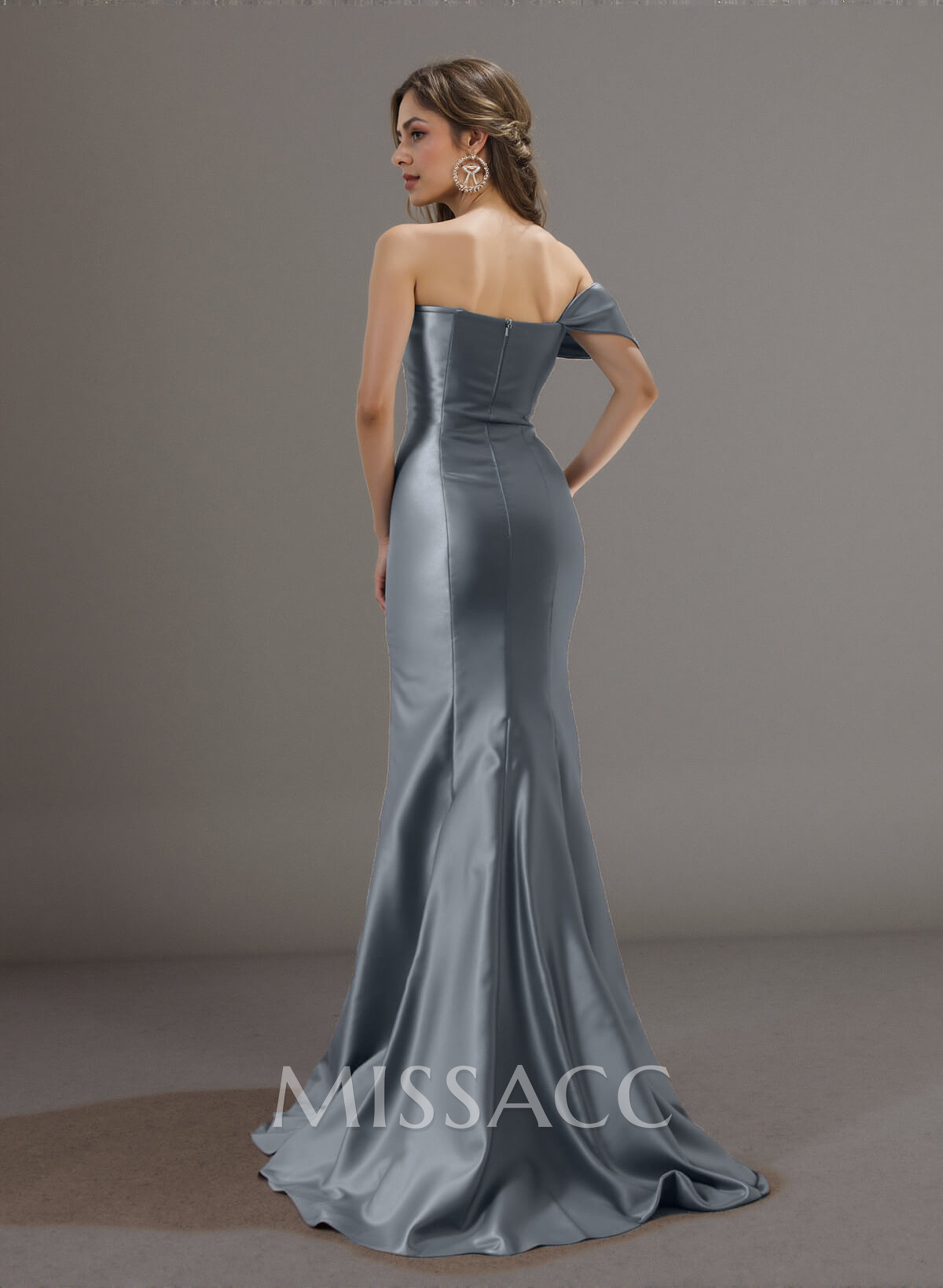 Elegant Fit And Flare Off-The-Shoulder Satin Evening Dresses With Bow(s)