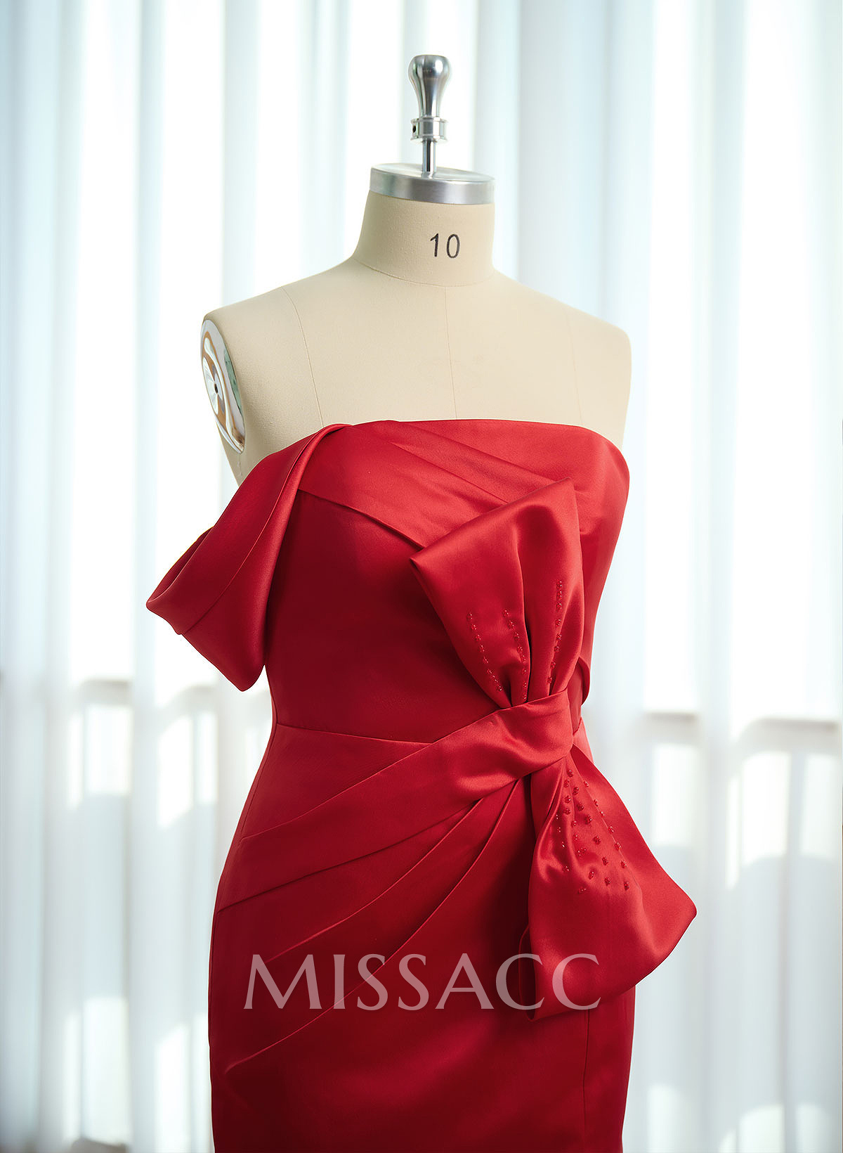 Elegant Fit And Flare Off-The-Shoulder Satin Evening Dresses With Bow(s)