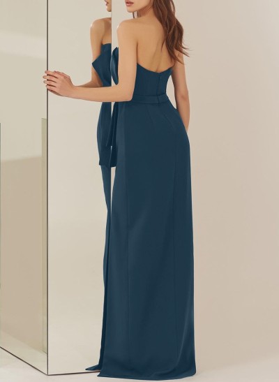 Unique Sweetheart High Split Elastic Satin Evening Dresses With Bow(s)