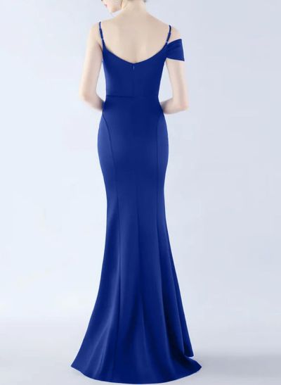 Flattering Trumpet Spaghetti Straps Outcut Elastic Satin Evening Dresses Wuth High Split