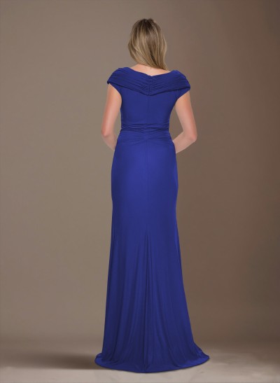 Modest Ruched V-Neck Chiffon Mother Of The Bride Dresses With Ruffle