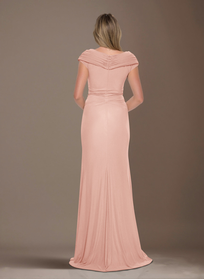Modest Ruched V-Neck Chiffon Mother Of The Bride Dresses With Ruffle