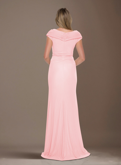 Modest Ruched V-Neck Chiffon Mother Of The Bride Dresses With Ruffle