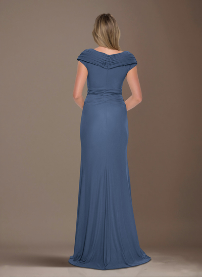 Modest Ruched V-Neck Chiffon Mother Of The Bride Dresses With Ruffle