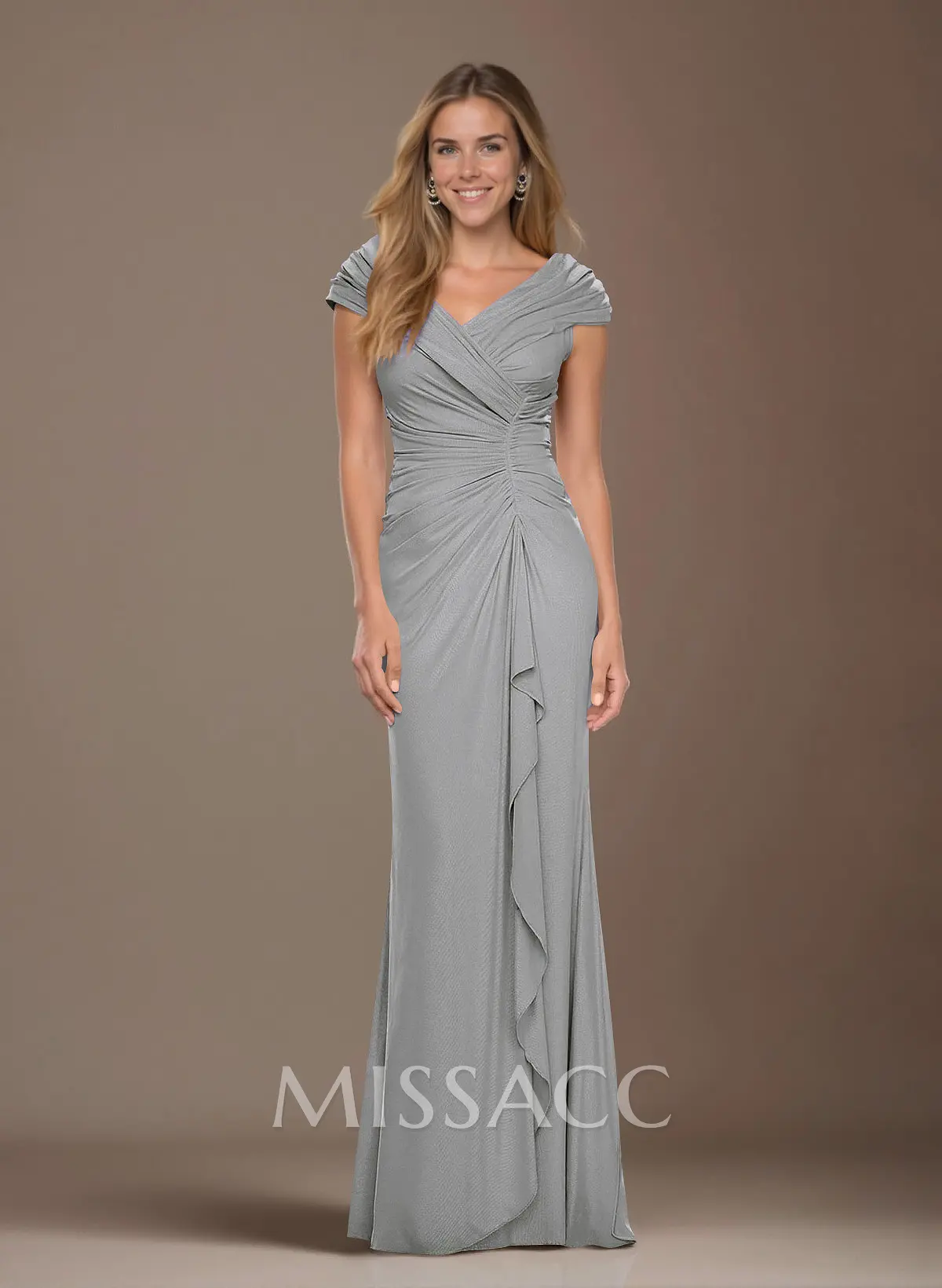 mother of the bride dress grey Grey Sheath One Shoulder Mother Of The Bride Dress with Split main image 0