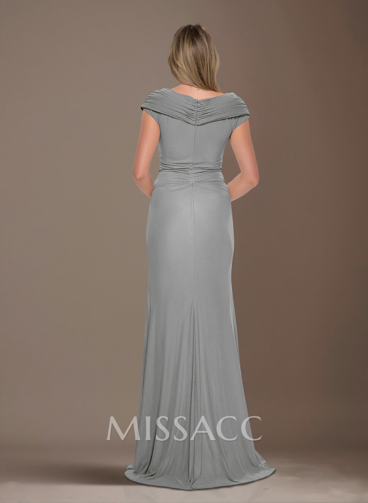 Modest Ruched V-Neck Chiffon Mother Of The Bride Dresses With Ruffle