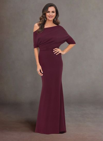 Elegant Asymmetrical Wrap Floor-Length Elastic Satin Mother Of The Bride Dresses