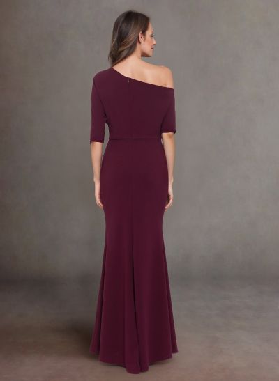 Elegant Asymmetrical Wrap Floor-Length Elastic Satin Mother Of The Bride Dresses