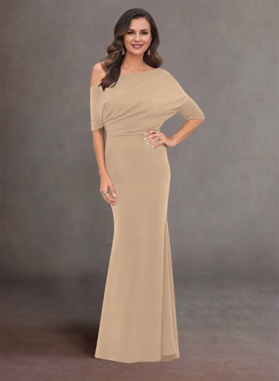 Elegant Asymmetrical Wrap Floor-Length Elastic Satin Mother Of The Bride Dresses