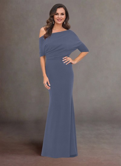 Elegant Asymmetrical Wrap Floor-Length Elastic Satin Mother Of The Bride Dresses