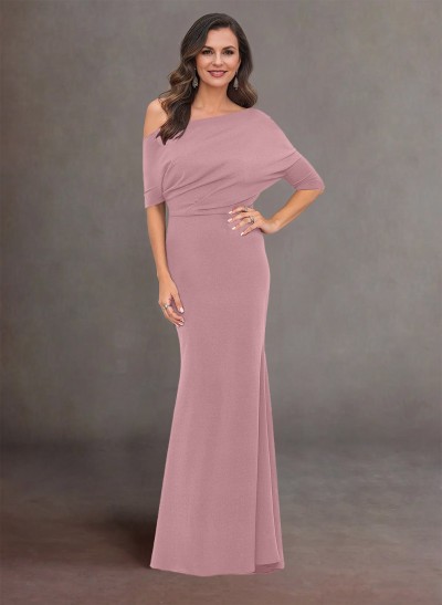 Elegant Asymmetrical Wrap Floor-Length Elastic Satin Mother Of The Bride Dresses