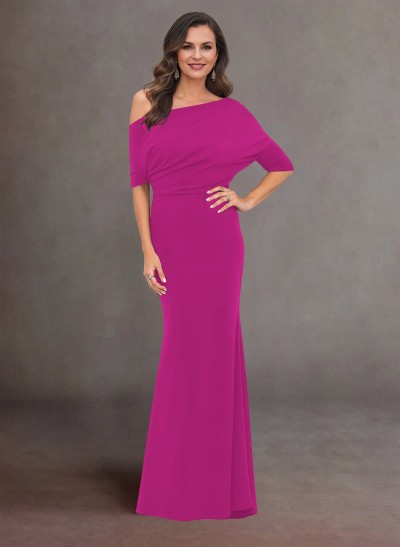 Elegant Asymmetrical Wrap Floor-Length Elastic Satin Mother Of The Bride Dresses