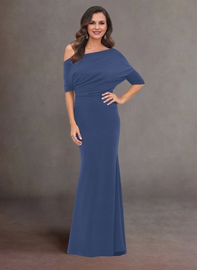 Elegant Asymmetrical Wrap Floor-Length Elastic Satin Mother Of The Bride Dresses