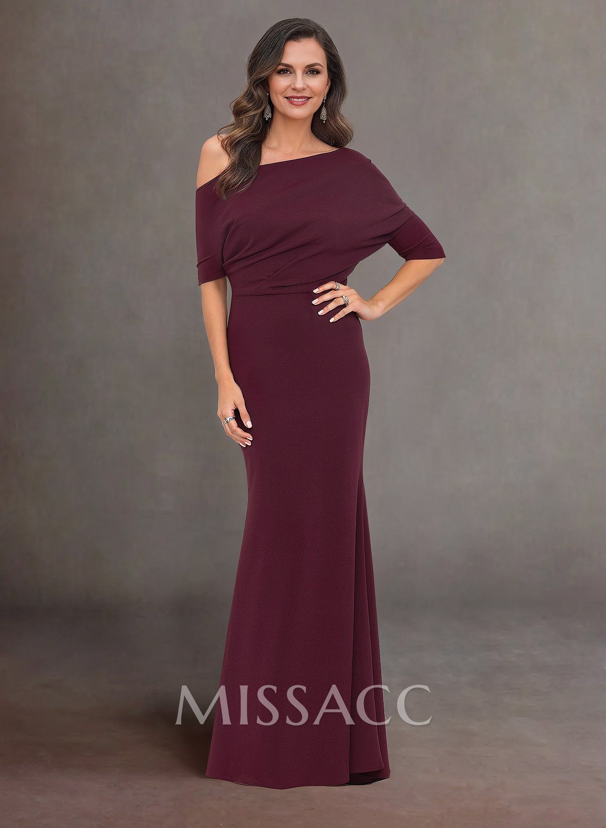Elegant Asymmetrical Wrap Floor-Length Elastic Satin Mother Of The Bride Dresses