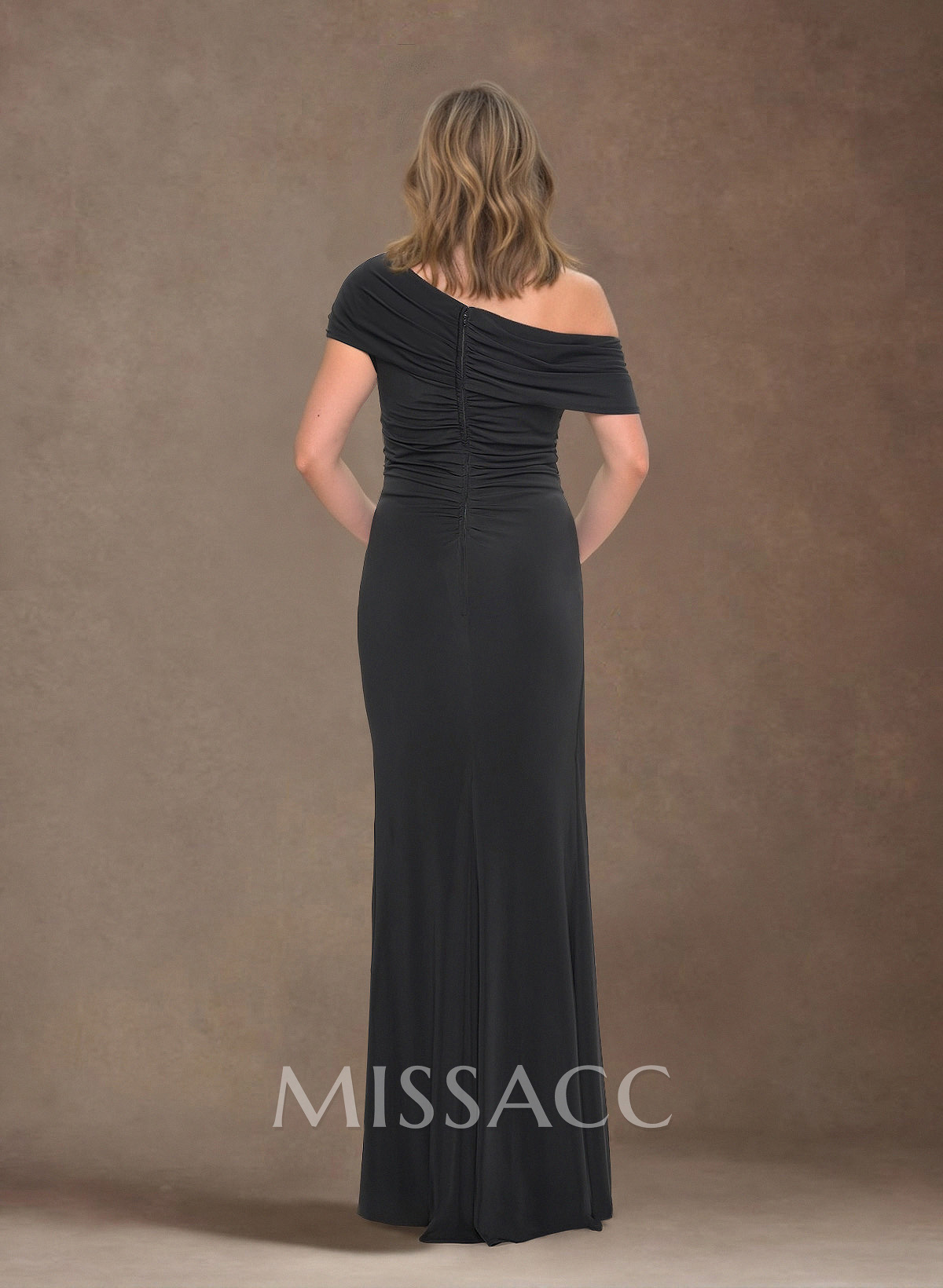 Elegant Asymmetrical Wrap Floor-Length Jersey Mother Of The Bride Dresses