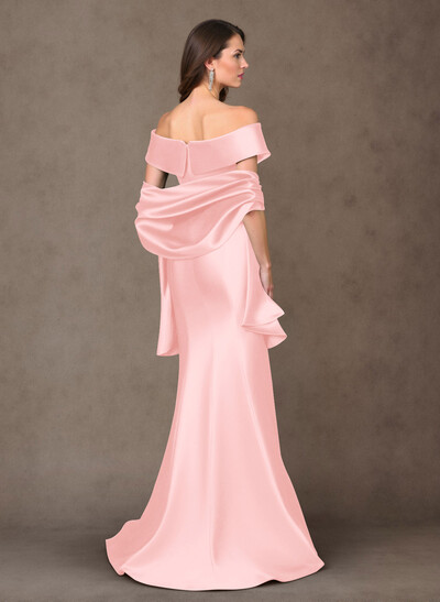 Elegant Off-The-Shoulder Fit And Flare Satin Mother Of The Bride Dresses With Bow(s)