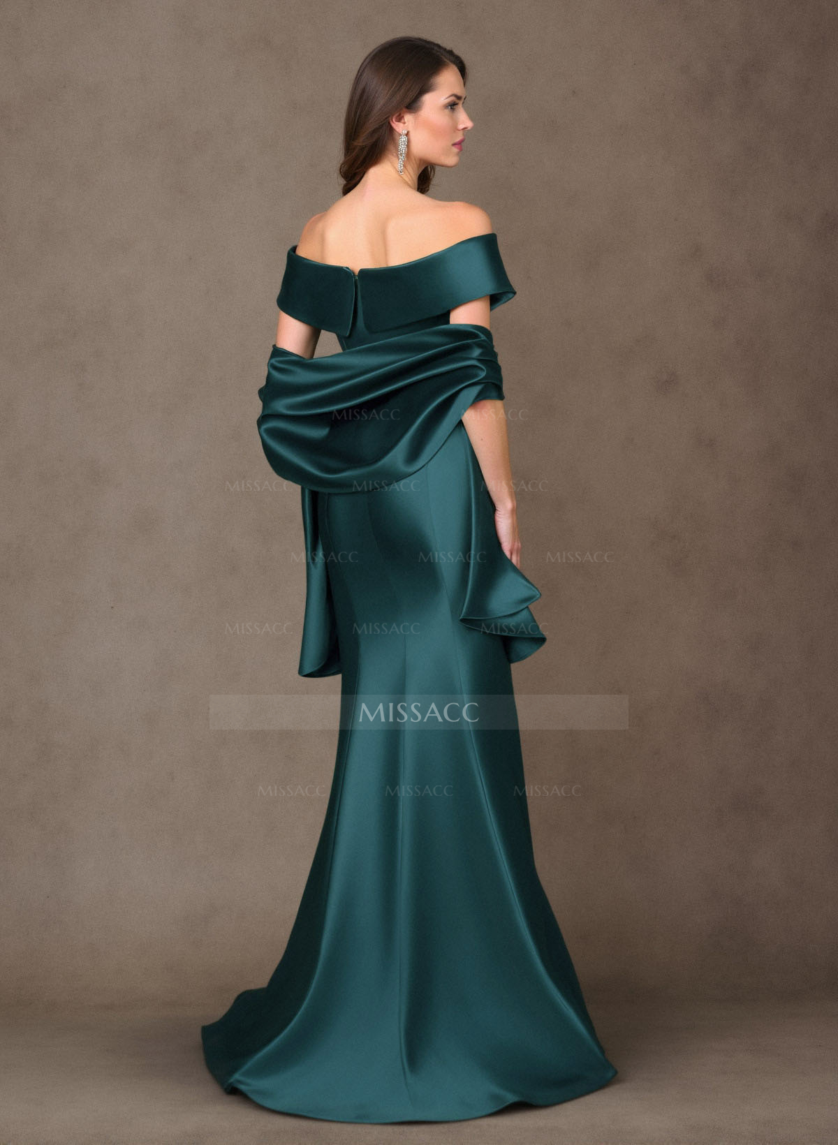 Elegant Off-The-Shoulder Fit And Flare Satin Mother Of The Bride Dresses With Bow(s)