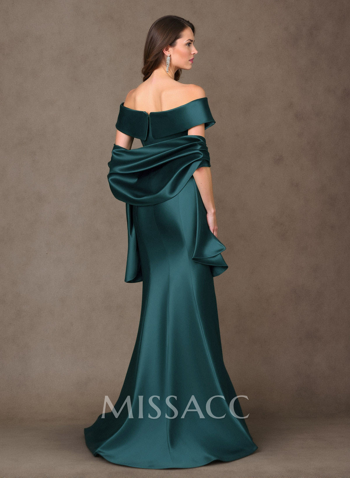 Elegant Off-The-Shoulder Fit And Flare Satin Mother Of The Bride Dresses With Bow(s)