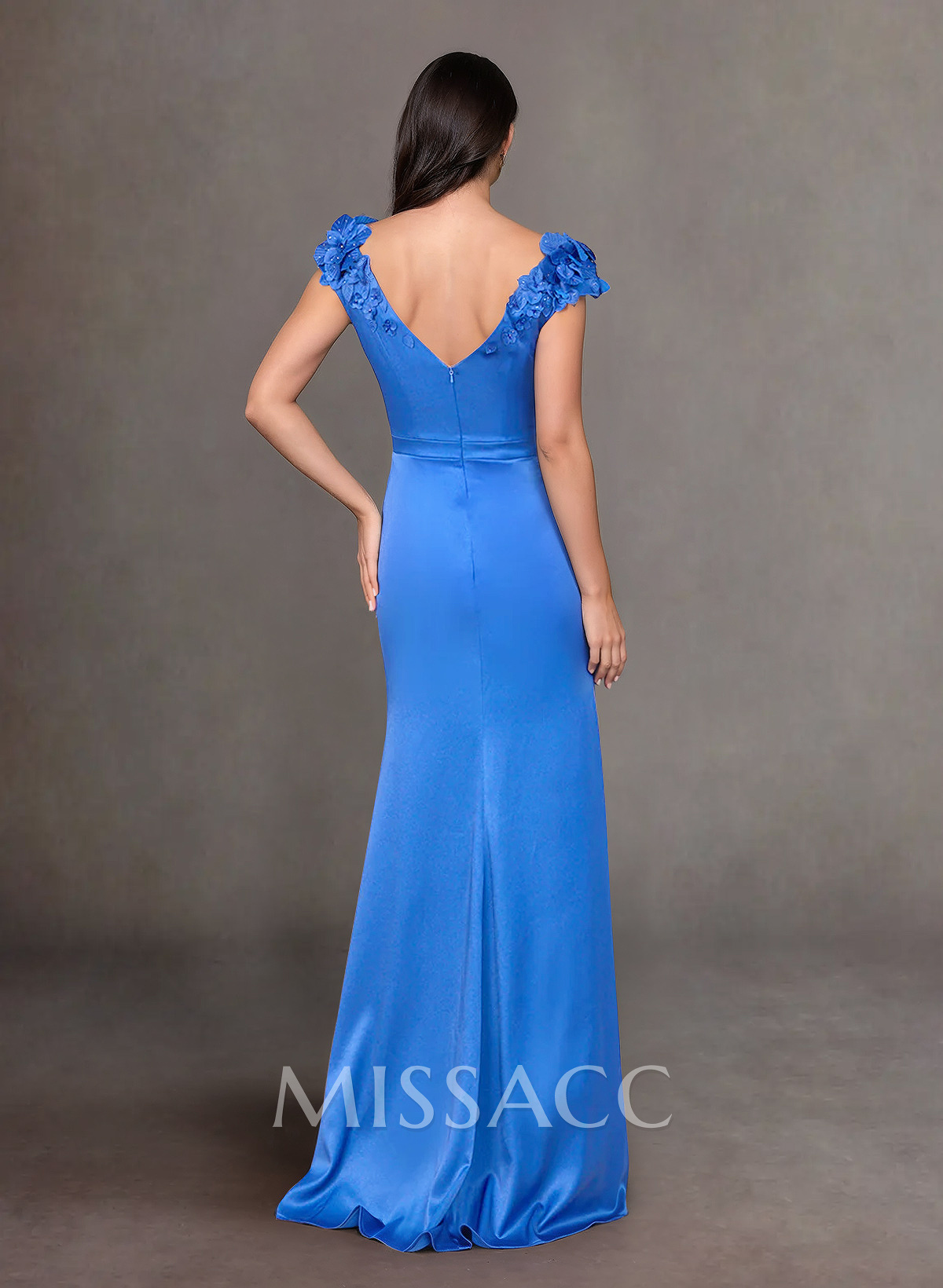 Elegant A-Line V-Neck Cap Straps Lace Satin Mother Of The Bride Dresses Elegant A-Line V-Neck Cap Straps Lace Satin Mother Of The Bride Dresses