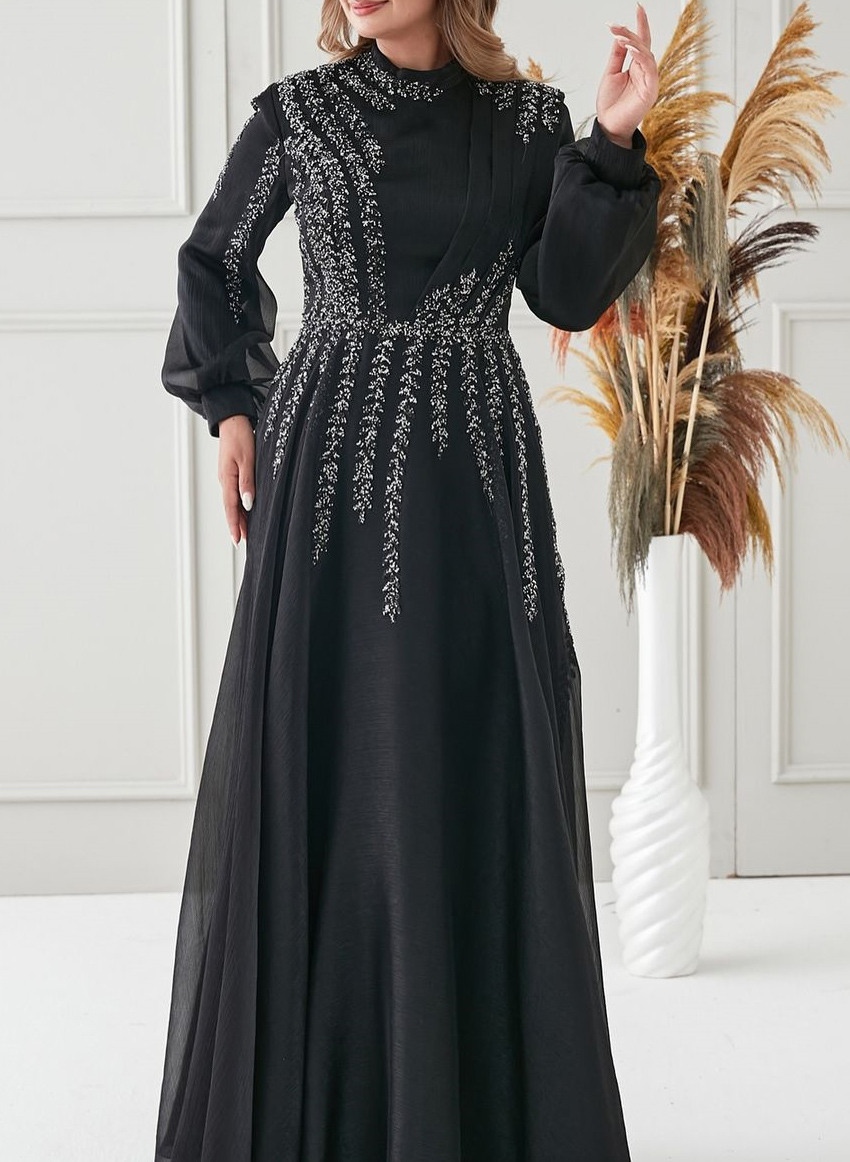 Elegant A-Line High Neck Long Sleeves Chiffon Mother Of The Bride Dresses With Sequins