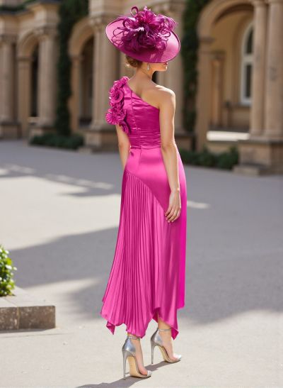 Classic One-Shoulder Ruched Mother Of The Bride Dresses With Ruffled Floral