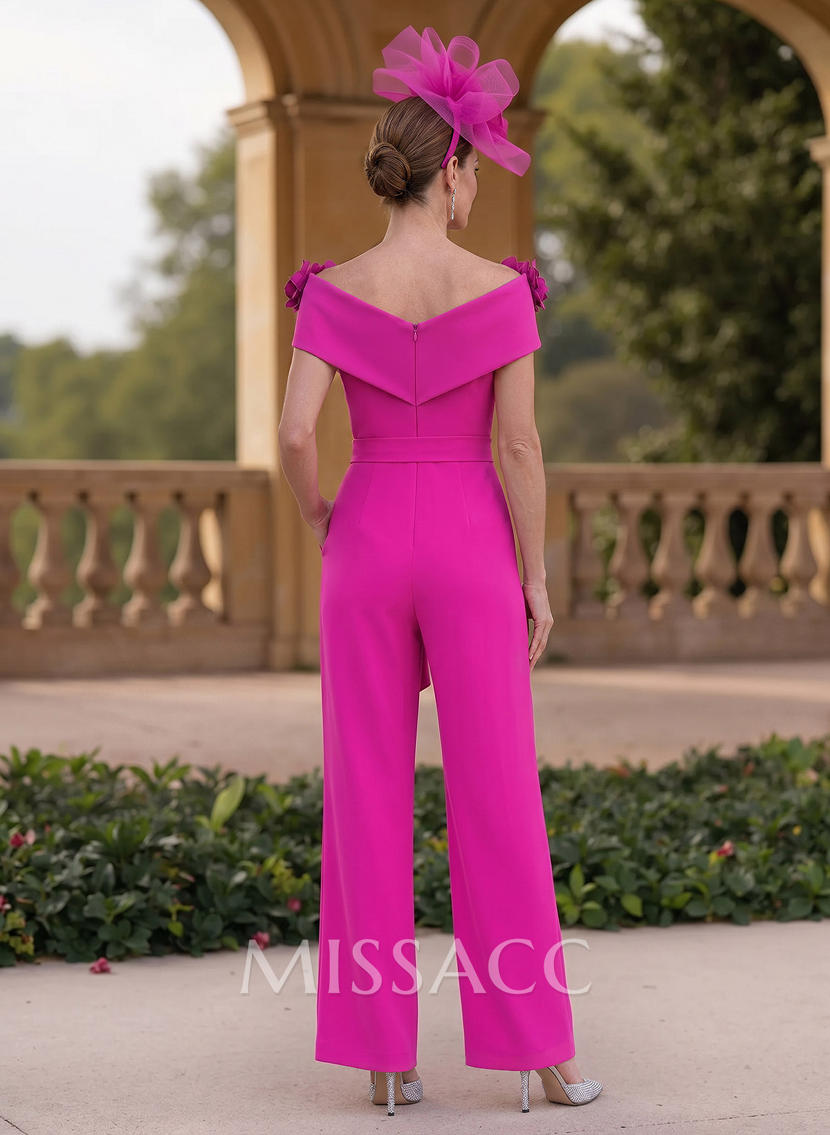 Classy Jumpsuit/Pantsuit Off-The-Shoulder Chiffon Mother Of The Bride Dresses With 3D Floral Classy Jumpsuit/Pantsuit Off-The-Shoulder Chiffon Mother Of The Bride Dresses With 3D Floral