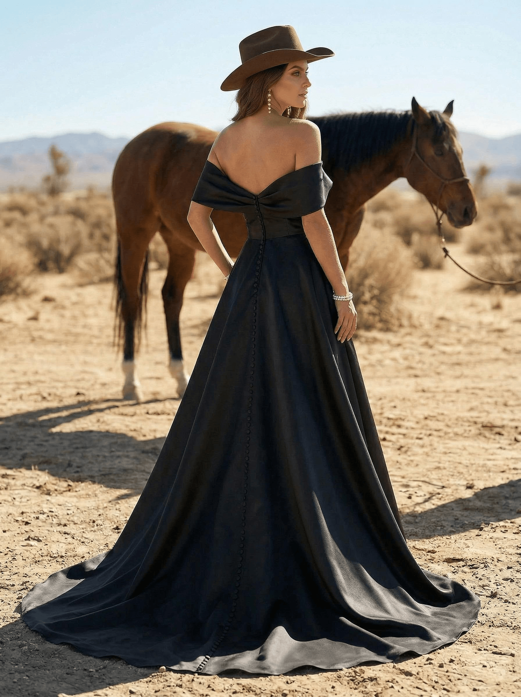Classy A-Line High Split Off-The-Shoulder Satin Wedding Dresses